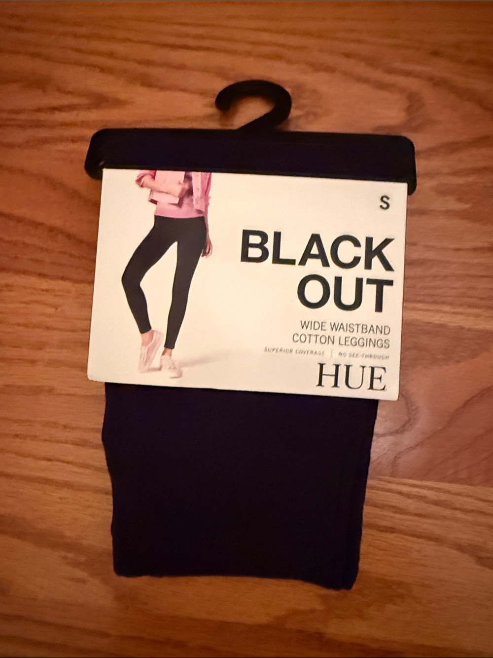 HUE Black Cotton Wide-Waistband‎ Leggings sz Small